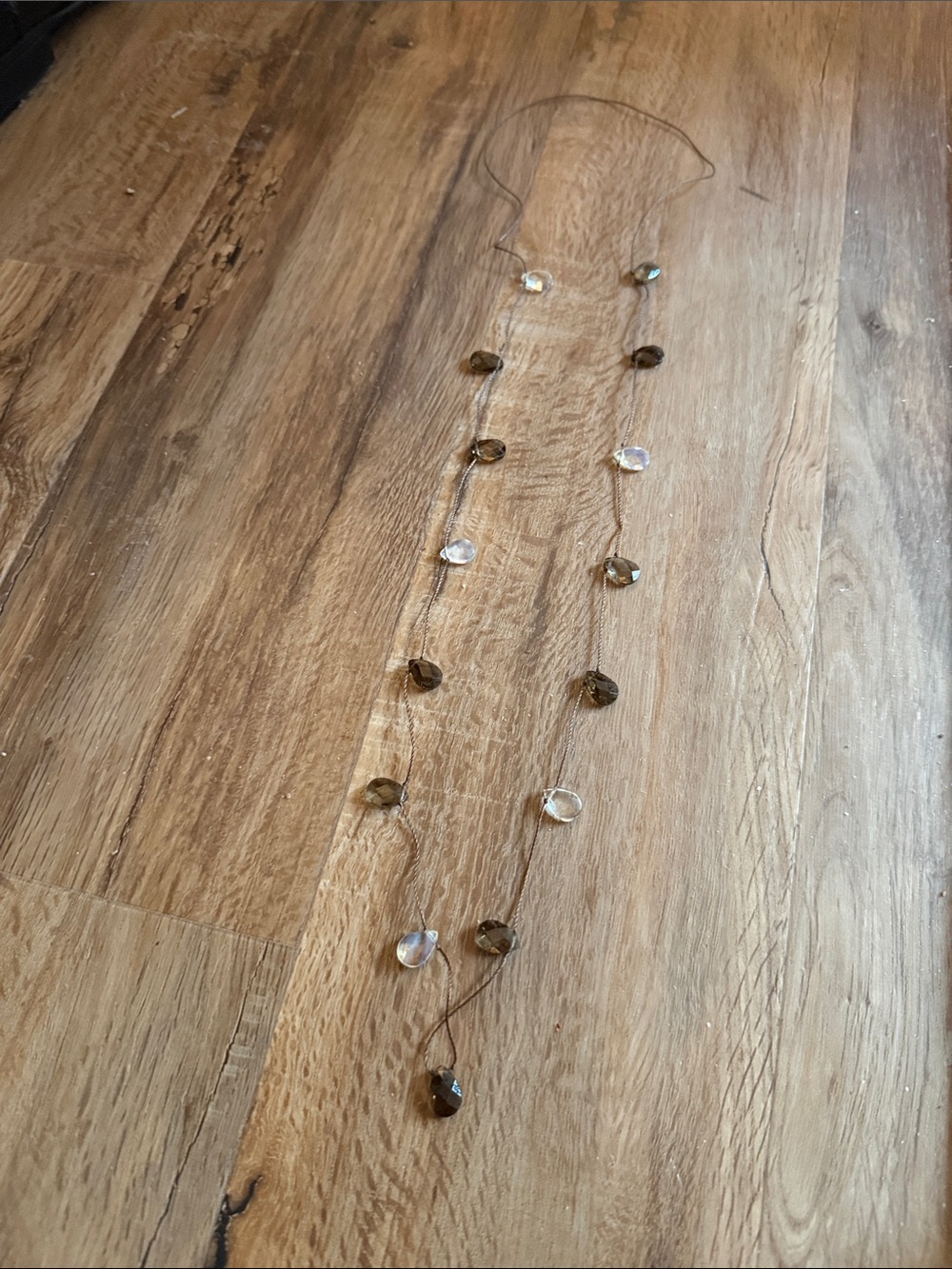 Crystal Teardrop Necklace- Clear and Amber
